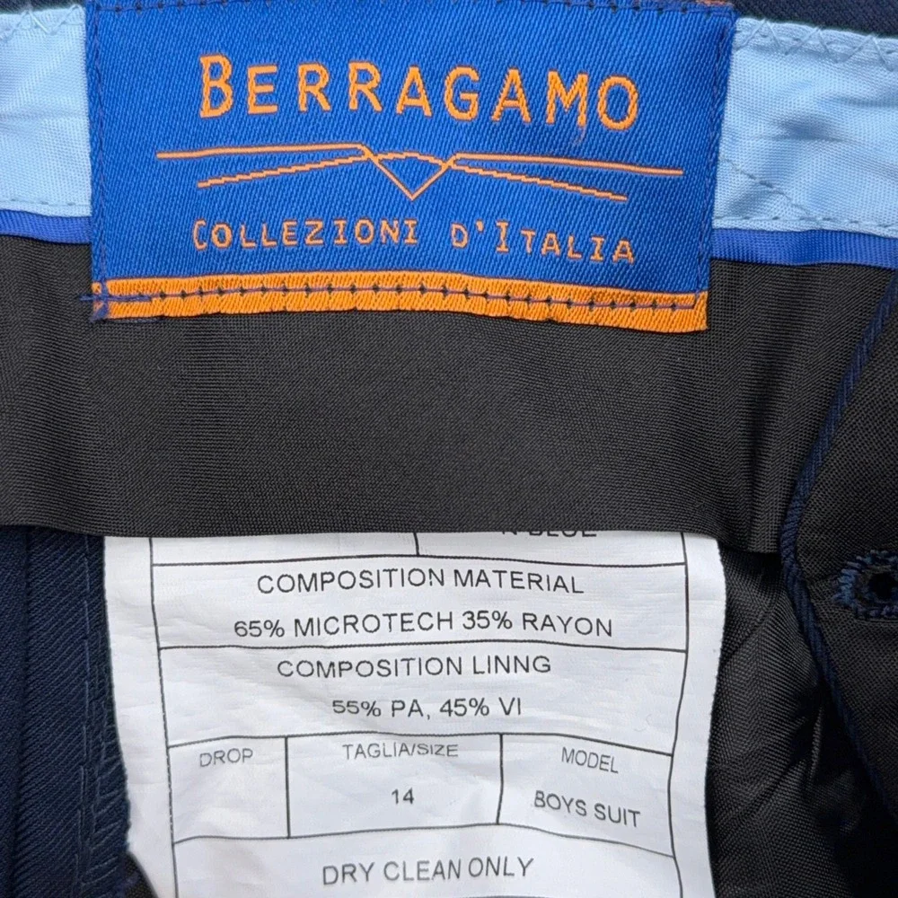 Berragamo Boys Suit Collection Italia‎ Navy Blue Dress Pants Size 14